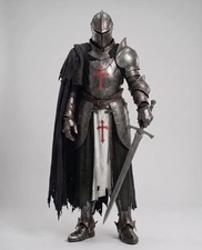 Exquisite Crusader Knight Armor Set – Custom Steel Suit with Red Cross picture