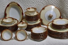 PRE WW II NORITAKE ROSEOLYN 59 pc DINNERWARE SERVICE for 8 ~ 7 pc PLACE SETTINGS picture