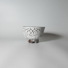 White and black matcha chawan teabowl with wooden box. Yu Okada. Hagiyaki. picture
