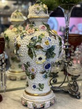 ANTIQUE GERMAN WALLENDORF URN FLOWER PORCELAIN 21” HIGH HUGE LARGE C1762-70 picture