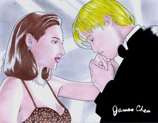 BRAD PITT CLAIRE FORLANI MEET JOE BLACK ORIGINAL ART BY COMIC ARTIST JAMES CHEN picture