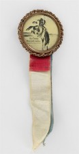 Theodore Roosevelt Our Teddy Never Pulls Leather 1904 Bronco-Buckn Button Q10311 picture