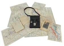 Postwar German Border LEATHER map case Map window 1941 MEGO Berlin w/maps Photo picture
