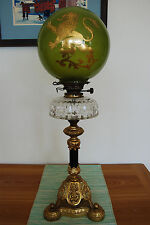  GWTW ANTIQUE GONE WITH THE WIND OIL KEROSENE BANQUET PIANO PARLOR OLD LION LAMP picture