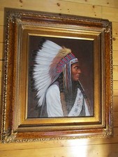 NATIVE AMERICAN INDIAN CHIEF PAINTING, 