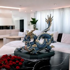 ​Lladro Great Dragon Sculpture - Blue Enamel Limited Edition 01001935 picture