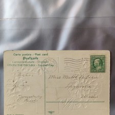 1910 Rare post card and one cent stamp cancelled at Spokane, Wash. Post Office picture