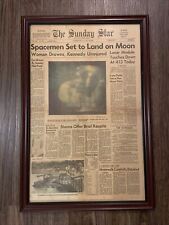 Scarce Spacemen Set To Land On Moon, DC July, 20, 1969 Vintage Framed Newspaper picture