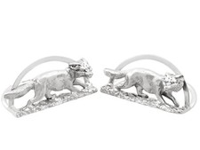 Sterling Silver Fox Card/Menu Holders - Antique George V (1914) picture