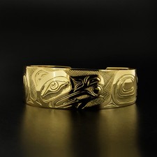 Raven and Sun Solid 14k Yellow Gold Native American Bracelet picture