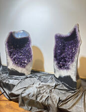 Rare 944lb Pair Brazilian Amethyst Cathedral with Blue Lace Agate Crystal Geodes picture