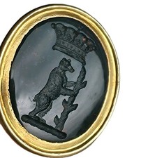 Henry Richard Greville 3rd Earl Warwick Gold Bloodstone Intaglio Wax Seal Matrix picture