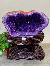 Natural Untreated Green Rind Amethyst Bag Energy Storage Office Desk Decor Gift picture