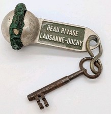 Vintage Hotel Key Beau Rivage Palace Lausanne Ouchy Switzerland Skeleton & Fob picture