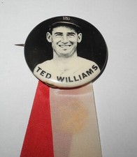 1940's Baseball Ted Williams Boston Red Sox Stadium Souvenir Pin Button Ribbon picture