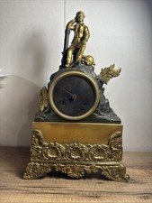 Beautiful 19th Century Early French Bronze Gilt Mantle Clock Poet Hunter Beggar picture
