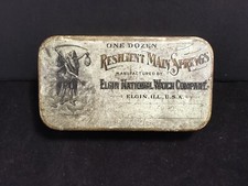 ANTQ 1900s ELGIN NATIONAL WATCH CO TIN W/H Paper Ad Inside MAIN SPRINGS picture