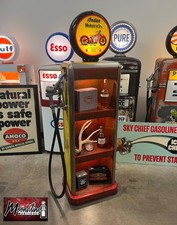 Rustoration 1940’s INDIAN MOTORCYCLES Bowser Gas Pump w/ Shelves - Mancave Decor picture