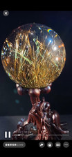 2600g TOP Natural golden Hair crystal Quartz Ball carved Crystal Sphere 126mm picture