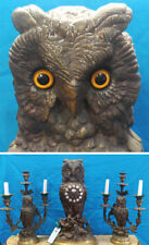 BRONZE FRENCH JAPY FRERES 3 PC OWL CLOCK SET GRANDE MEDAILLE D'HONNEUR C1860 picture