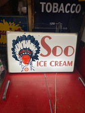 RARE RARE Vintage Original SOO Ice Cream Lighted Sign INDIAN Michigan SODA COLA picture