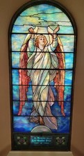 Tiffany Studios Angel Stained Glass Church Window, Signed and Documented (AHJ) picture