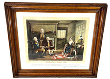 Birth of Our Nation's Flag Color Lithograph Betsy Ross George Washington picture