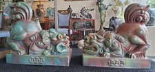 Pr. Of 1920's Clay / Terra Cotta Chinese Art Deco Foo Dragons Or Dogs Mint picture
