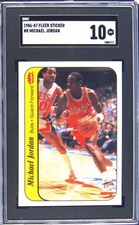 1986 1986 FLEER STICKER MICHAEL JORDAN SGC 10 picture