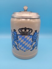 Rare Vtg Reichs Zinn Beer Stein 0.5L Ceramic w/ Pewter Lid Bavaria picture