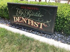 VINTAGE ANTIQUE STYLE WOODEN TRADE SIGN HANDPAINTED DENTIST & MILL DOUBLE SIDED picture