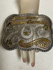NICK CUNNINGHAM CHAMPIONSHIP BELT BUCKLE STERLING EMERALD SILVER ESTATE 2003 picture