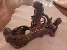 professor pug frogs great bicycle feat cast iron bank picture