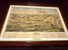 1863 Gettysburg July 1, 2, 3, “Birds Eye View” by Bachelder Civil War Map picture