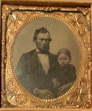 Antique Abraham Lincoln & Child - Quarter Plate Ambrotype American Treasure ๐บ๐ธ picture
