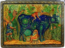 Russian Lacquer Box Genuine Mstera Miniature 100% handwork early Molodkin c.2000 picture