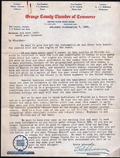 1931 Orlando Fl - Orange County Chamber of Commerce - Karl Lehmann - Letter Head picture