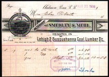 1906 Ardmore Pa - Smedley & Mehl - Coal Lumber - Letter Head Bill picture