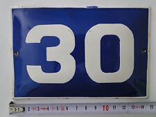 VINTAGE Enameled Porcelain  Tin  SIGN House/Door  Number 30-5.8 in/3.8 in A2 picture