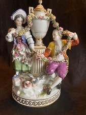 Stunning Antique Old Meissen Figurine 1St Class 8.8inch Young couple children picture