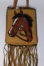 Plateau Nez Perce Beaded Horse Pictorial Flat bag early to mid 20th century picture