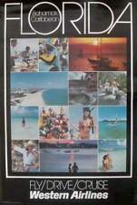 WESTERN AIRLINES FLORIDA BAHAMAS CARIBBEAN Vintage 1974 Travel poster 25x39  picture
