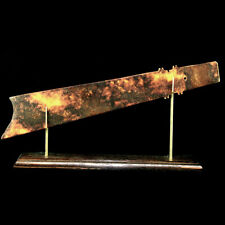 An early Shang mottled brown jade ceremonial axe blade. Y3415 picture