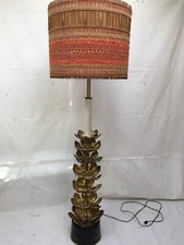 1960's HuGe MoDeRn MoD FeLDMaN USA GiaNt BRaSS LoTuS FLooR LaMP+MaRia KiPP SHaDe picture