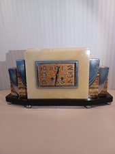 Antique FRENCH Art Deco ONYX Mantle/Table CLOCK: MARTI- 1930 -RUNS/CHIMES $SALE$ picture