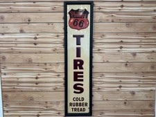 Vintage Phillips 66 Tires Cold Rubber Tread Embossed Vertical Advertising Sign picture