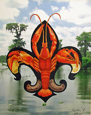 Fleur de Lis Crawfish Bayou New Orleans Matted Art Print French Quarter picture