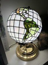 1940’s Antique Elegant WORLD GLOBE EARTH Stained Glass Lamp, RARE & UNIQUE picture