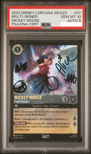 🔥RARE LORCANA D23 PSA 10 AUTO 9 MICKEY PLAYFUL SORCERER 5x Signed Ryan Miller+4 picture