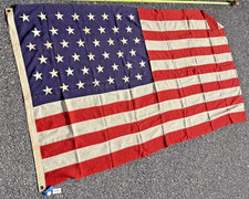 RARE SAW WW1 WW2 45 Star US Flag 53”x89” Vintage Patriotic American USA 31F16 picture